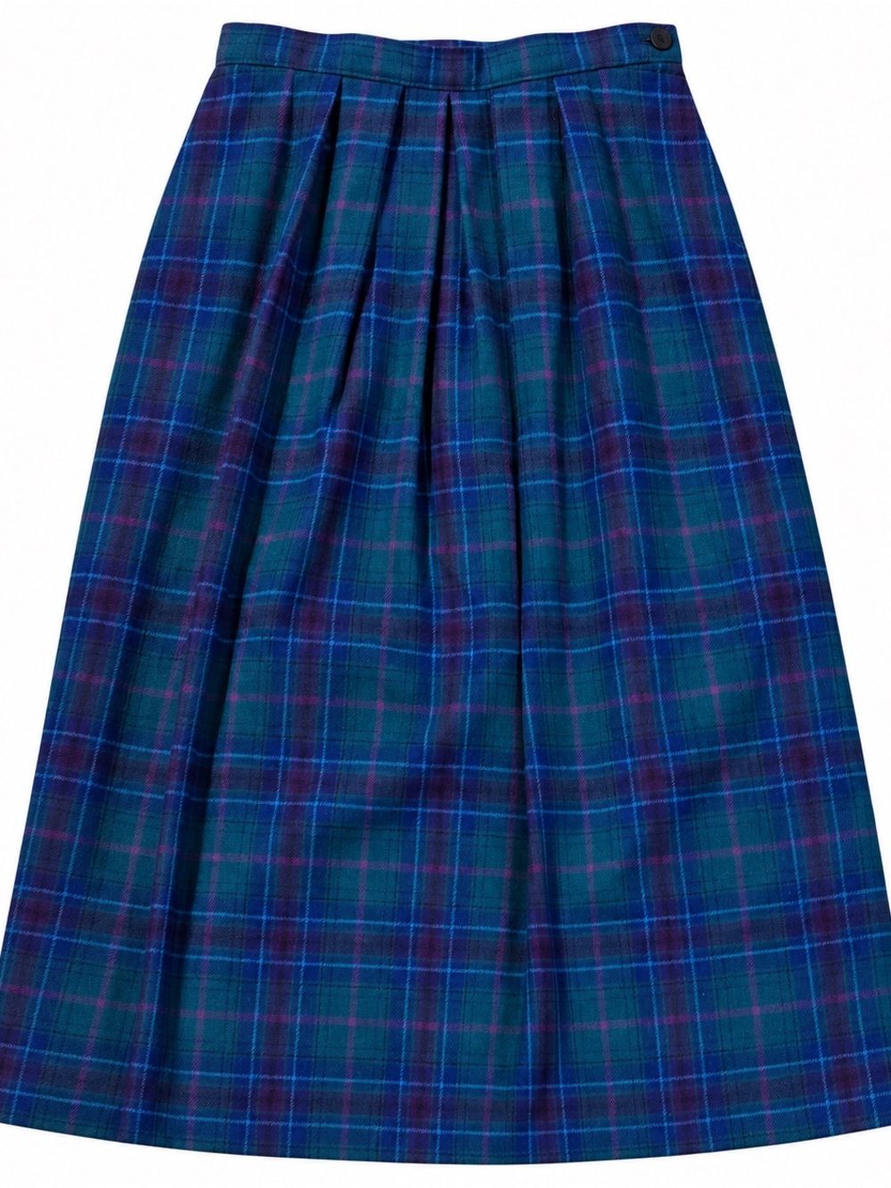 Pendleton Women’s Wool Plaid Pleated Midi Skirt Size 8 Teal Navy Purple